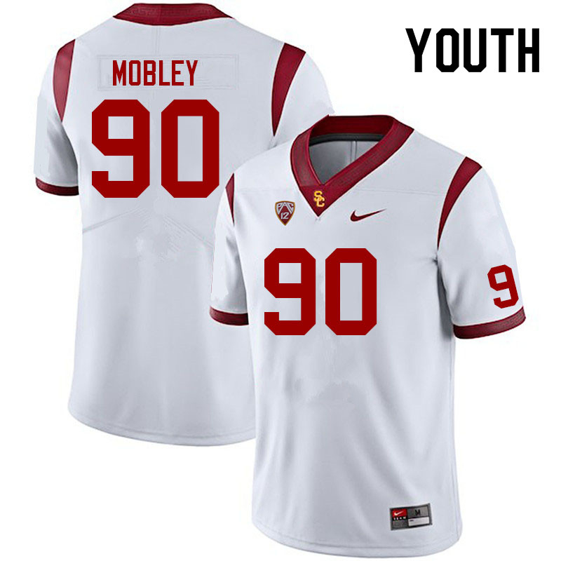 Youth #90 Colin Mobley USC Trojans College Football Jerseys Sale-White